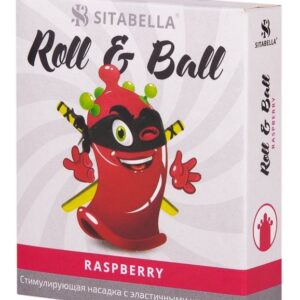 Стимулирующий презерватив-насадка Roll & Ball Raspberry