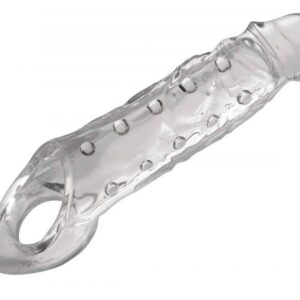 Прозразная закрытая насадка на пенис с поддержкой мошонки Clearly Ample Penis Enhancer - 22 см.
