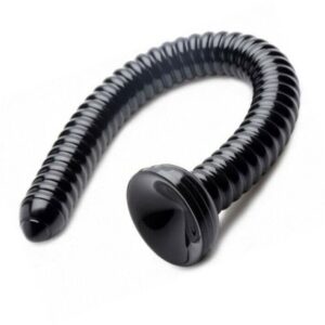 Черный анальный стимулятор-гигант Hosed Ribbed Anal Snake Dildo - 50,8 см.