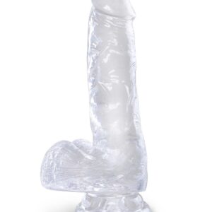 Прозрачный фаллоимитатор King Cock Clear 6 Cock with Balls - 17,8 см.