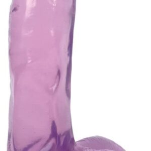 Фиолетовый гелевый фаллоимитатор Slim Stick with Balls - 15,2 см.