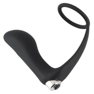 Черное эрекционное кольцо с анальной вибропробкой Vibrating Ring & Plug