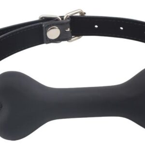 Черный силиконовый кляп-косточка Doggie Bone Bit Gag