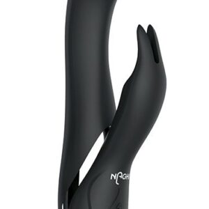 Черный вибратор-кролик NAGHI NO.33 RECHARGEABLE DUO VIBRATOR - 23 см.