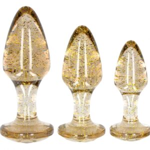 Набор из 3 золотистых анальных пробок Acrylic Goldchip Butt Plug Set