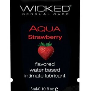 Лубрикант с ароматом клубники Wicked Aqua Strawberry - 3 мл.