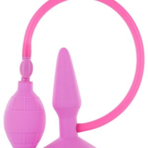 Розовая анальная пробка с расширением Inflatable Butt Plug Small - 10 см.