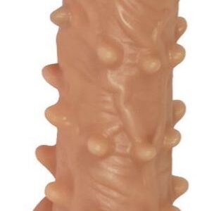 Телесная насадка с шипами и открытой головкой Nude Sleeve M - 12 см.