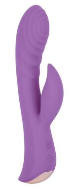 Фиолетовый вибромассажер-кролик 5 Silicone Ripple Passion - 19,1 см.