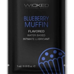 Лубрикант на водной основе с ароматом черничного маффина Wicked Aqua Blueberry Muffin - 3 мл.