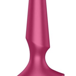 Малиновая анальная пробка с вибрацией Satisfyer Plug-ilicious 2 - 14 см.