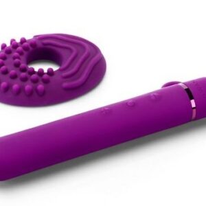 Фиолетовый мини-вибратор Le Wand Baton с текстурированной насадкой - 11,9 см.