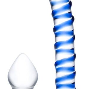 Набор из 2 стеклянных игрушек с синей спиралью Swirly Dildo & Buttplug Set