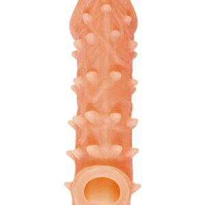 Телесная закрытая насадка с пупырышками Cock Sleeve 005 Size S - 13,8 см.