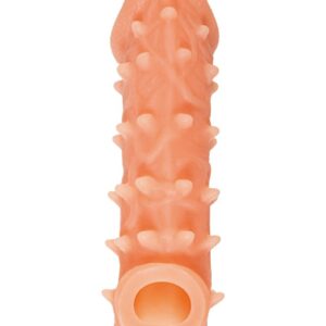 Телесная закрытая насадка с пупырышками Cock Sleeve 005 Size M - 15,6 см.