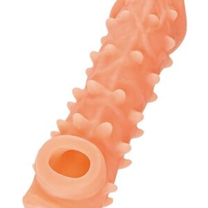 Телесная закрытая насадка с пупырышками Cock Sleeve 005 Size L - 17,6 см.
