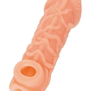 Телесная закрытая насадка с венками Cock Sleeve 006 Size L - 17,6 см.