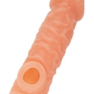 Телесная закрытая насадка с шершавой головкой Cock Sleeve 007 Size M - 15,6 см.