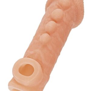 Телесная закрытая насадка с шишечками Cock Sleeve 008 Size M - 15,6 см.