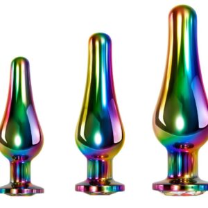 Набор из 3 радужных анальных пробок Rainbow Metal Plug Set