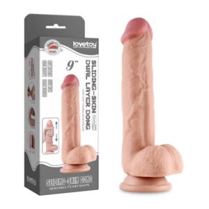 Телесный фаллоимитатор на присоске Sliding Skin Dual Layer Dong - 24,5 см.