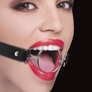 Расширяющий кляп Ring Gag XL с чёрными ремешками