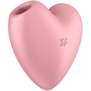 Розовый вибромассажер Cutie Heart с вакуум-волновой стимуляцией