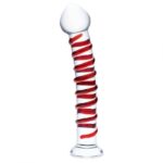 Прозрачный стимулятор с красной спиралью 10 Mr. Swirly Dildo - 25,4 см.