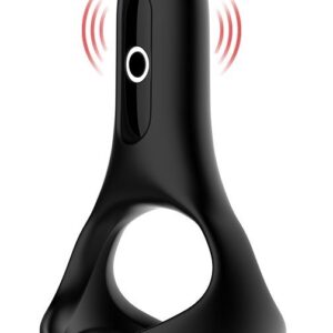 Черное виброкольцо Magic Motion Rise с подхватом мошонки