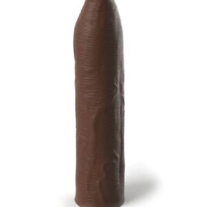 Коричневая насадка-удлинитель Uncut Silicone Penis Enhancer - 17,8 см.