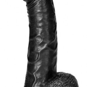 Черный фаллоимитатор Curved Realistic Dildo Balls Suction Cup 6 - 15,5 см.