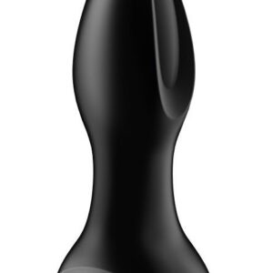 Черная анальная пробка с вибрацией и массажем бусинами Rotator Plug 2+ - 12,5 см.