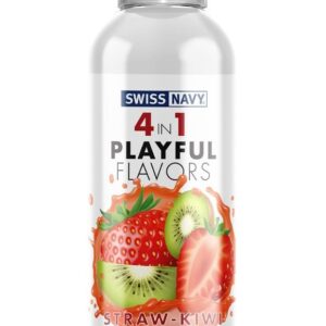 Массажный гель 4-в-1 Straw-Kiwi Pleasures с ароматом клубники и киви - 118 мл.