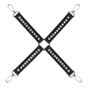 Черный крестообразный фиксатор Diamond Studded Hogtie