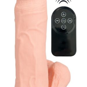 Телесный вибратор на присоске с пультом ДУ Bendable RC Vibrator with Balls - 20,8 см.