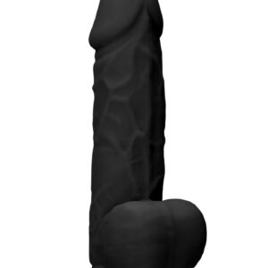 Черный фаллоимитатор Realistic Cock With Scrotum - 21,5 см.