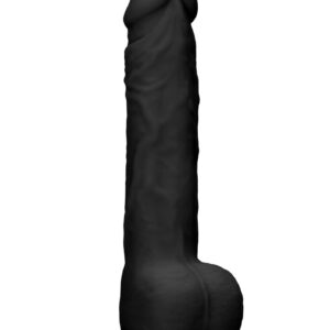Черный фаллоимитатор Realistic Cock With Scrotum - 24 см.