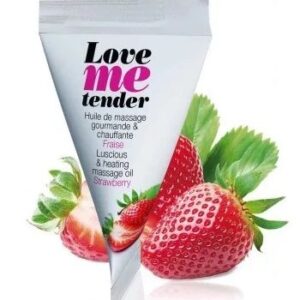 Съедобное согревающее массажное масло Love Me Tender Strawberry с ароматом клубники - 10 мл.