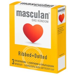 Презервативы с колечками и пупырышками Masculan Ribbed+Dotted - 3 шт.
