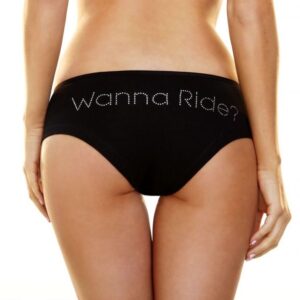 Трусики-слип с надписью стразами Wanna Ride