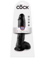 Реалистичный чёрный фаллоимитатор-гигант 10 Cock with Balls - 25,4 см.