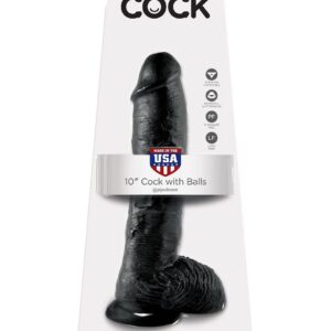 Реалистичный чёрный фаллоимитатор-гигант 10 Cock with Balls - 25,4 см.