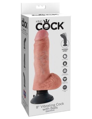 Вибромассажер со съёмной присоской 8 Vibrating Cock with Balls - 20,3 см.