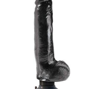 Чёрный виброфаллос со съемной присоской 9 Vibrating Cock with Balls - 22,9 см.