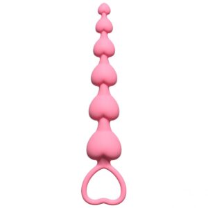 Розовая анальная цепочка Heart s Beads Pink - 18 см.