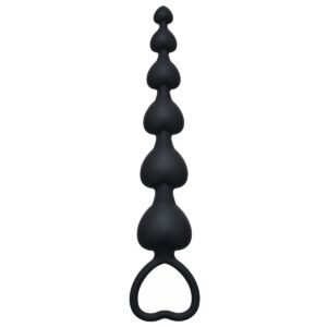 Чёрная анальная цепочка Heart s Beads Black - 18 см.