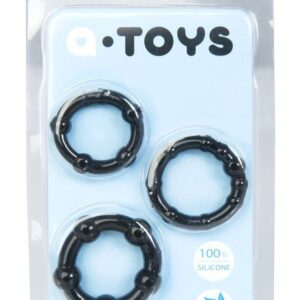 Набор из 3 чёрных эрекционных колец A-toys