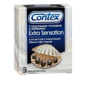 Презервативы с крупными точками и рёбрами Contex Extra Sensation - 3 шт.