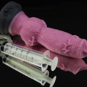 Розовый фаллоимитатор собаки Акита с эякуляцией - 25 см.