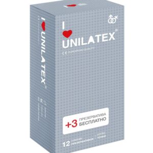 Презервативы с точками Unilatex Dotted - 12 шт. + 3 шт. в подарок